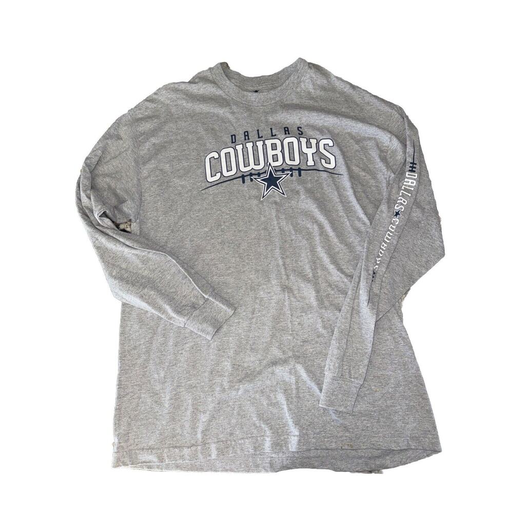 Nfl DALLAS COWBOYS LONG SLEEVE tee GRAY SHIRT Sleeve Graphic Large Tshrit